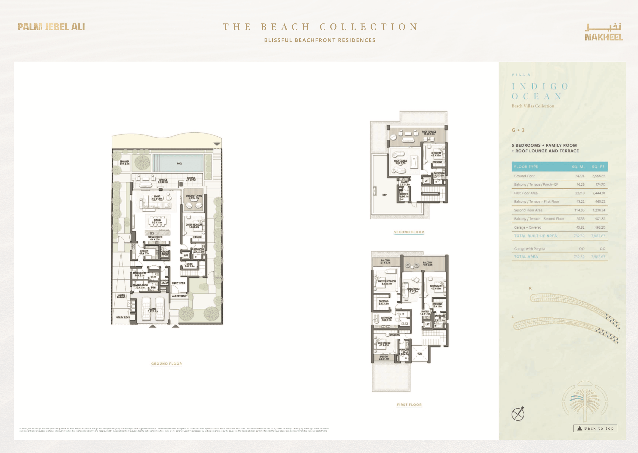 Palm Jebel Ali official five-bedroom beach villa floor plan