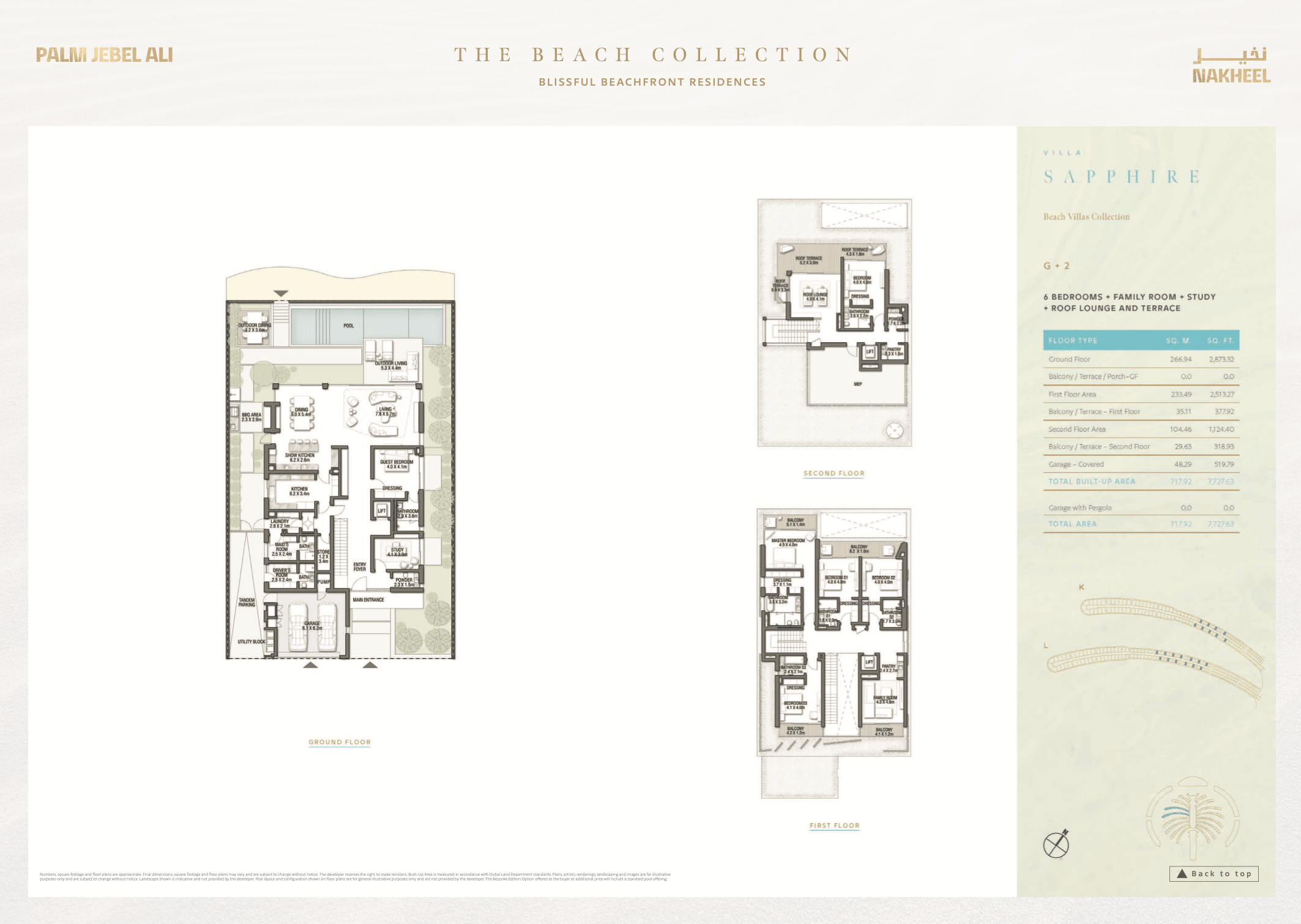 Palm Jebel Ali official six-bedroom beach villa floor plan