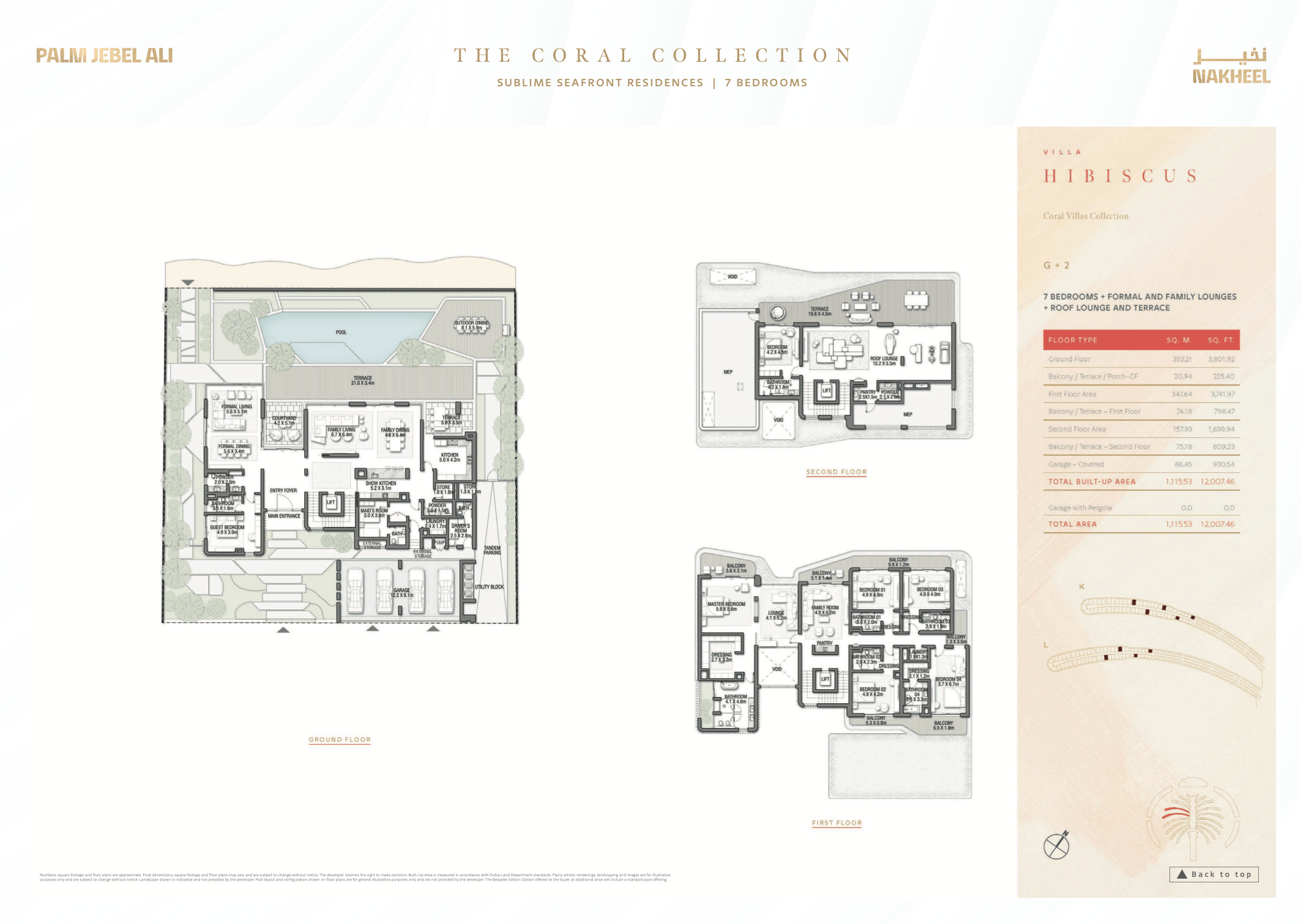 Palm Jebel Ali official seven-bedroom coral villa floor plan