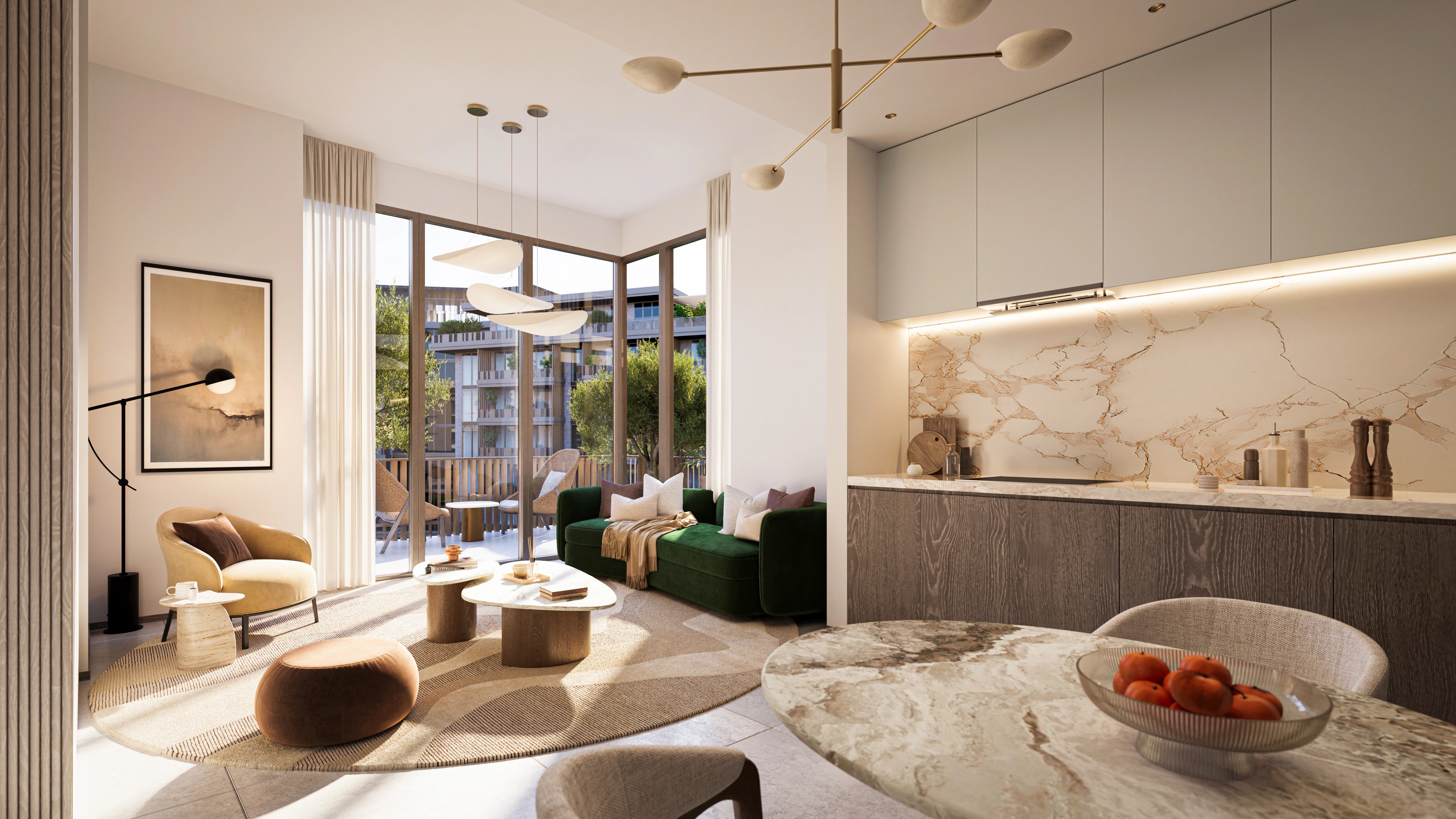 Official Arancia living and dining room render
