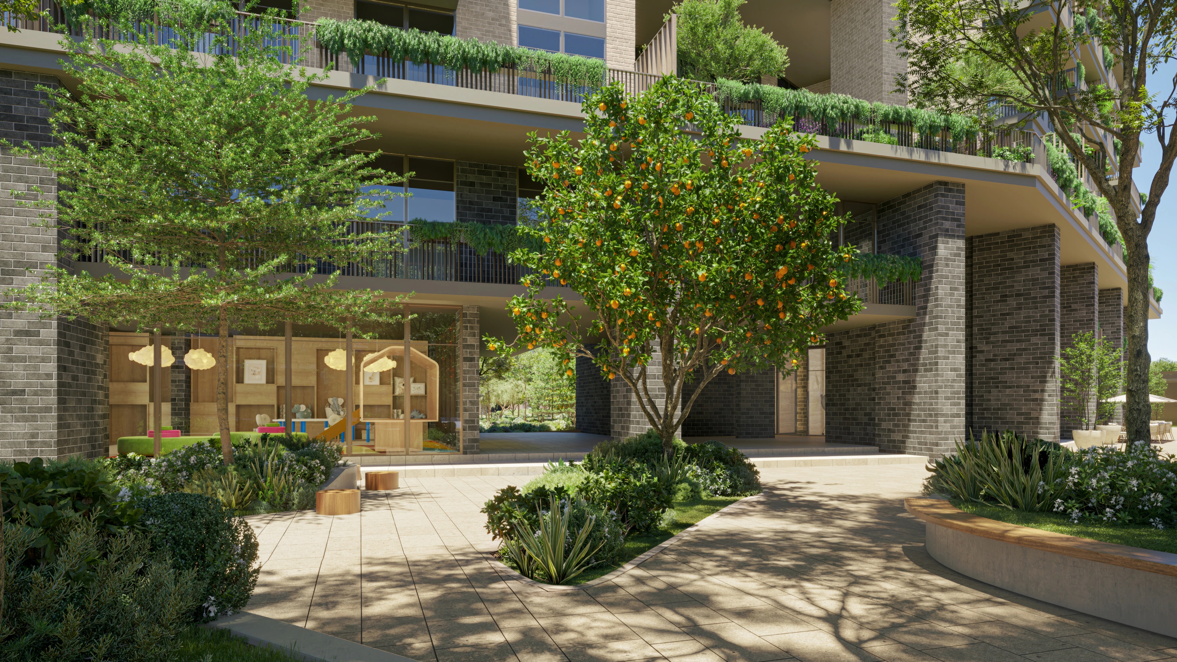 Official Arancia outdoor lobby render