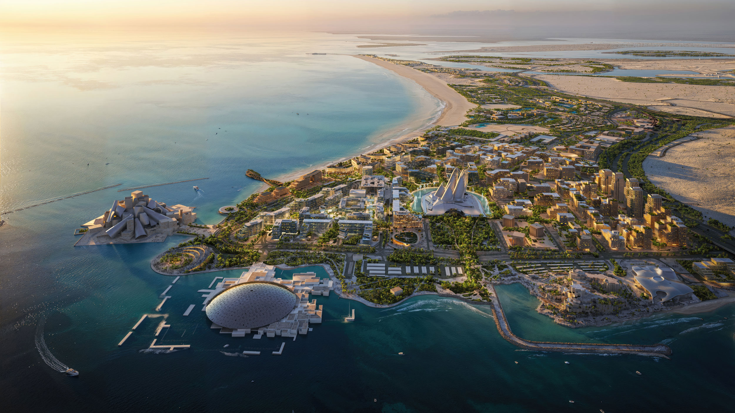 Aerial view of Saadiyat Island's planned waterfront districts