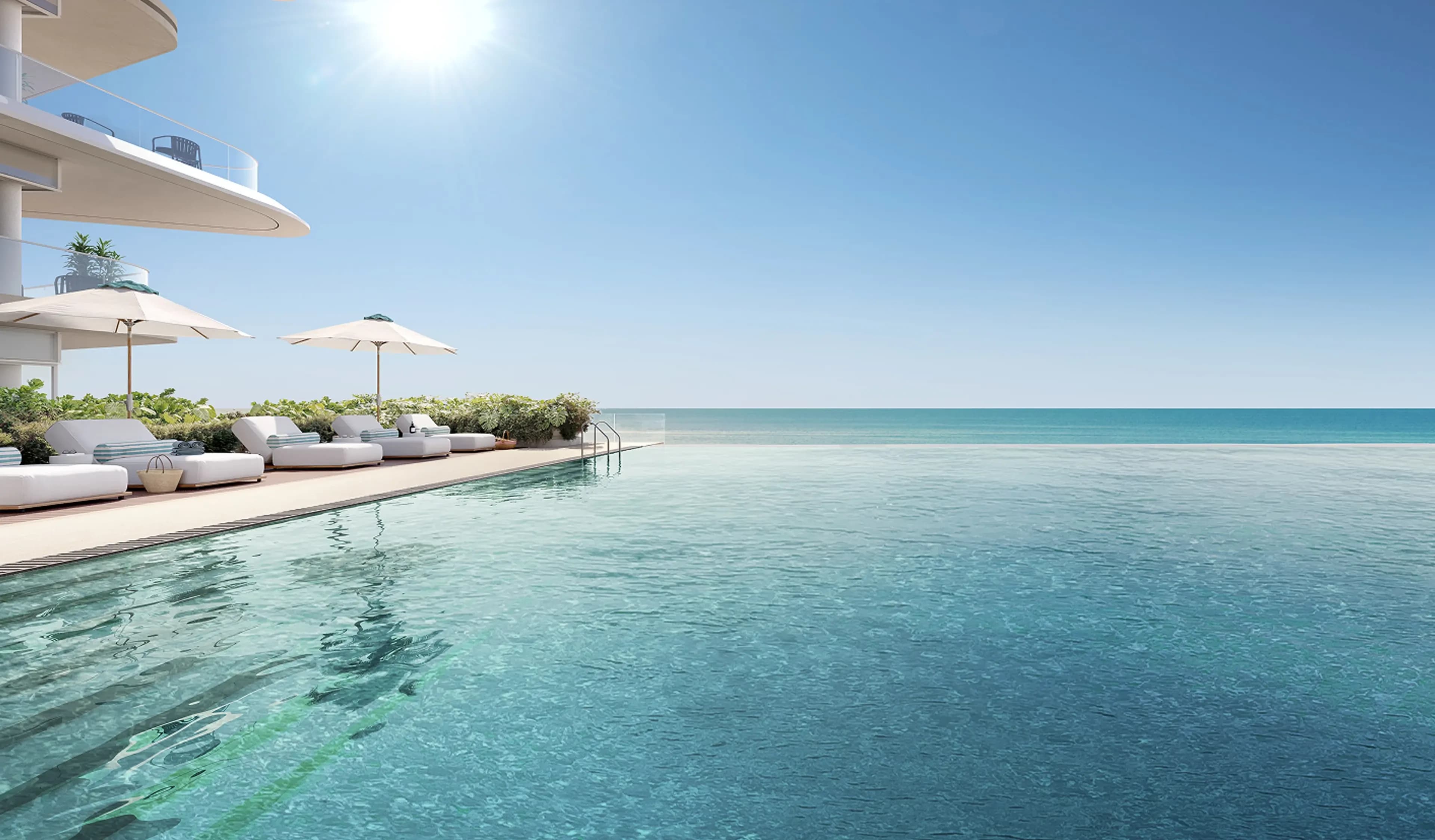 Fahid Beach Residences pool terrace overlooking the shoreline