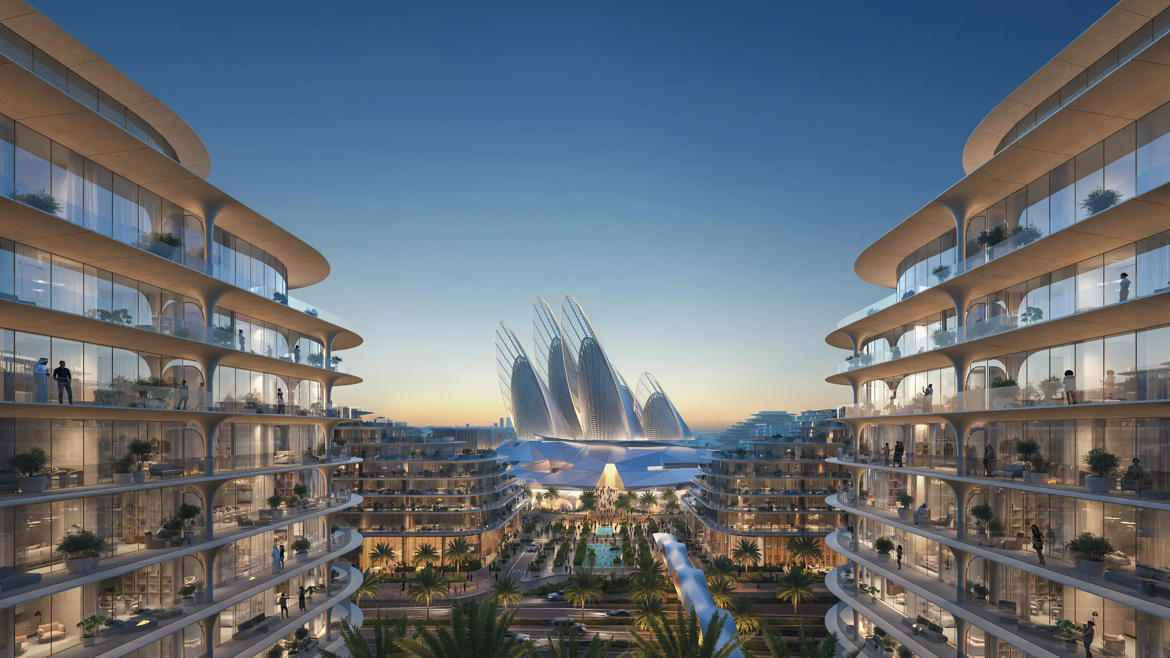 The Row Saadiyat buildings framing the cultural-district setting
