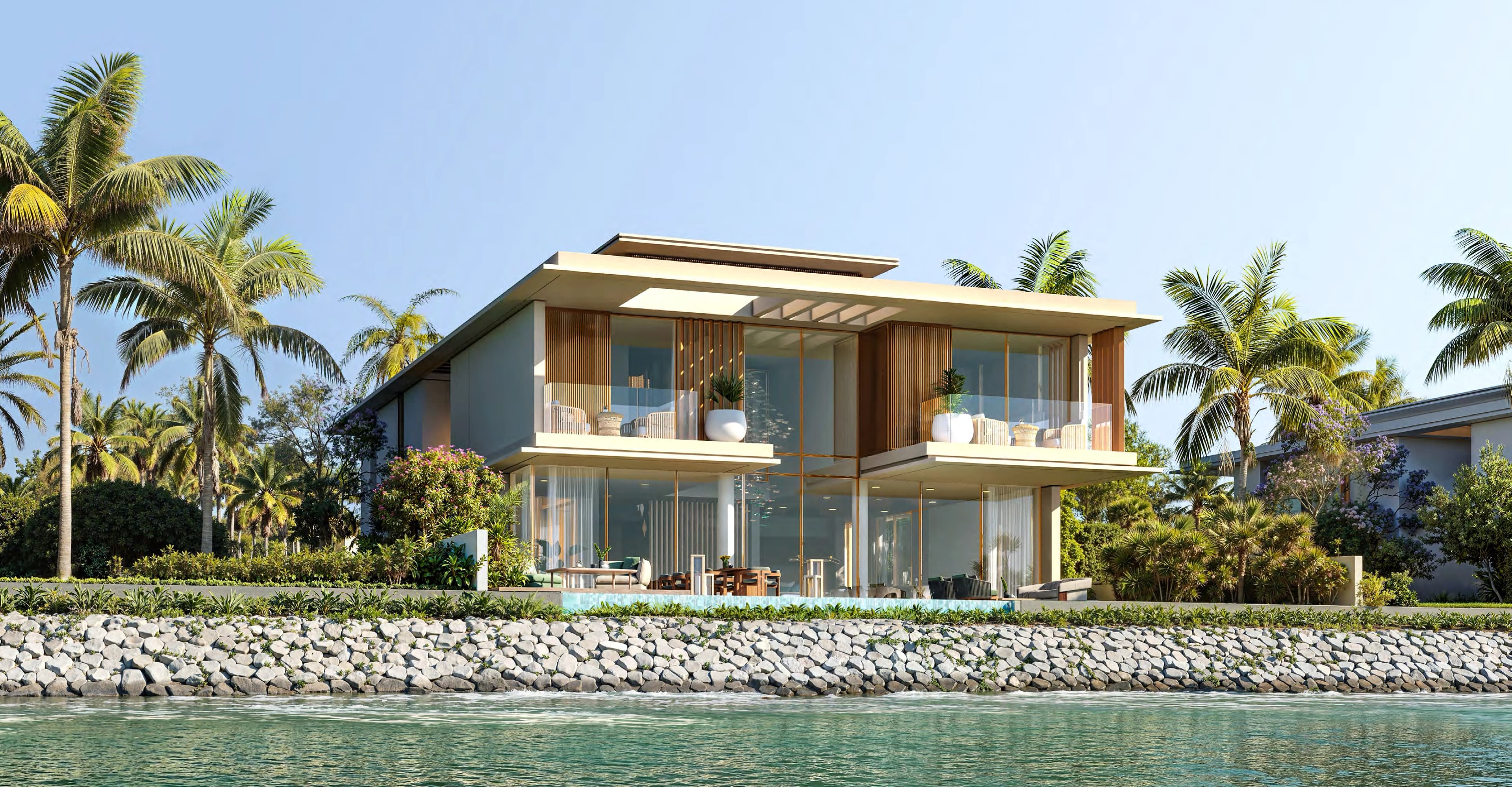 Illustrative villa design on a Bay Estate waterfront plot