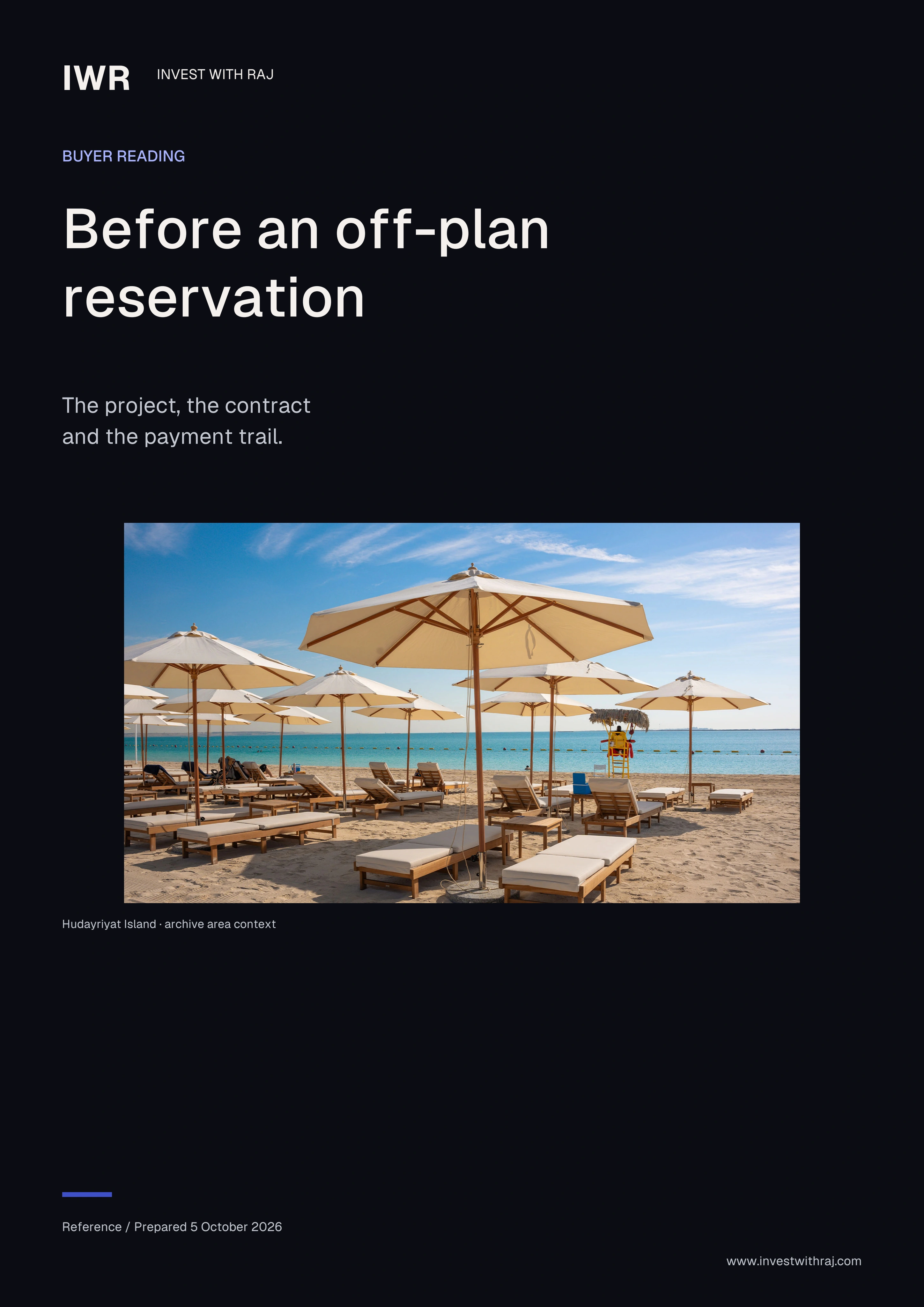 First page of Before an off-plan reservation