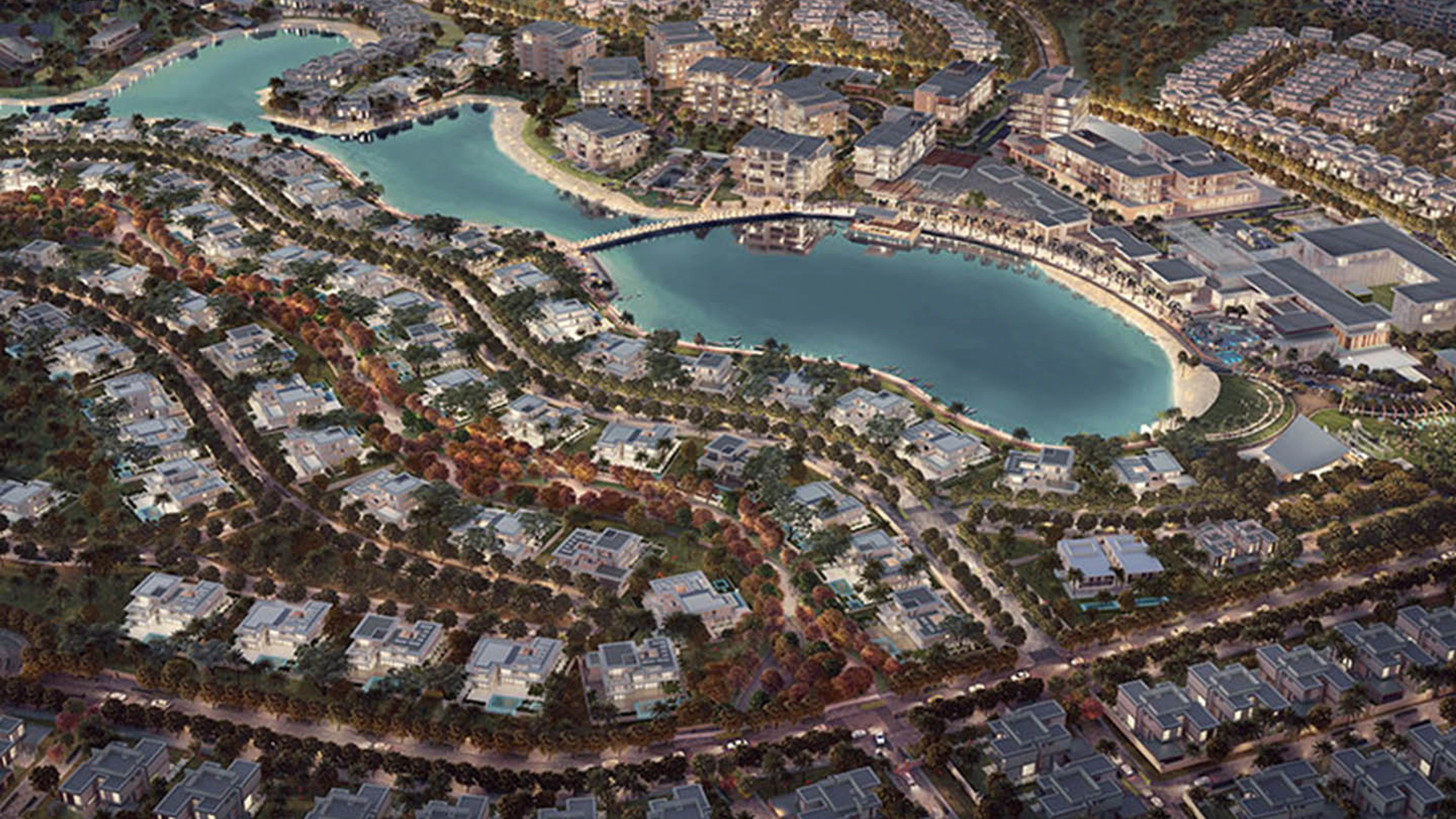 Tilal Al Ghaf villas, lagoon and community landscape