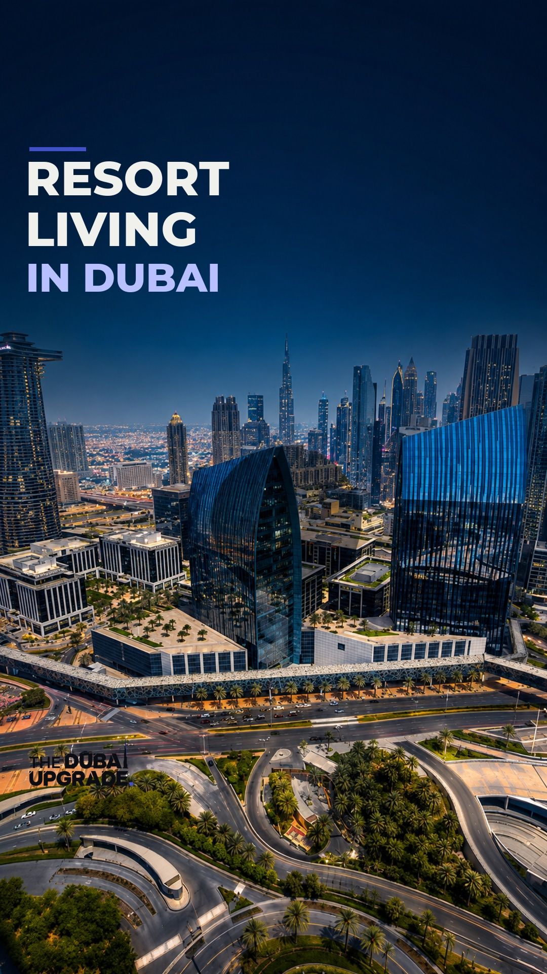 Published Resort Living in Dubai Reel cover showing Jumeirah Garden City.