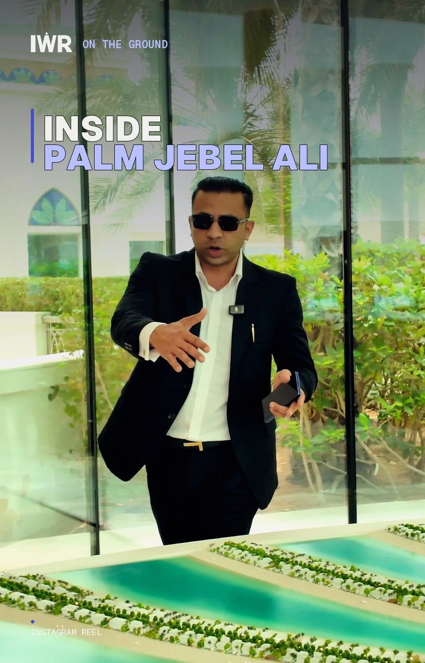 Inside Palm Jebel Ali cover with Raj studying the physical waterfront masterplan.