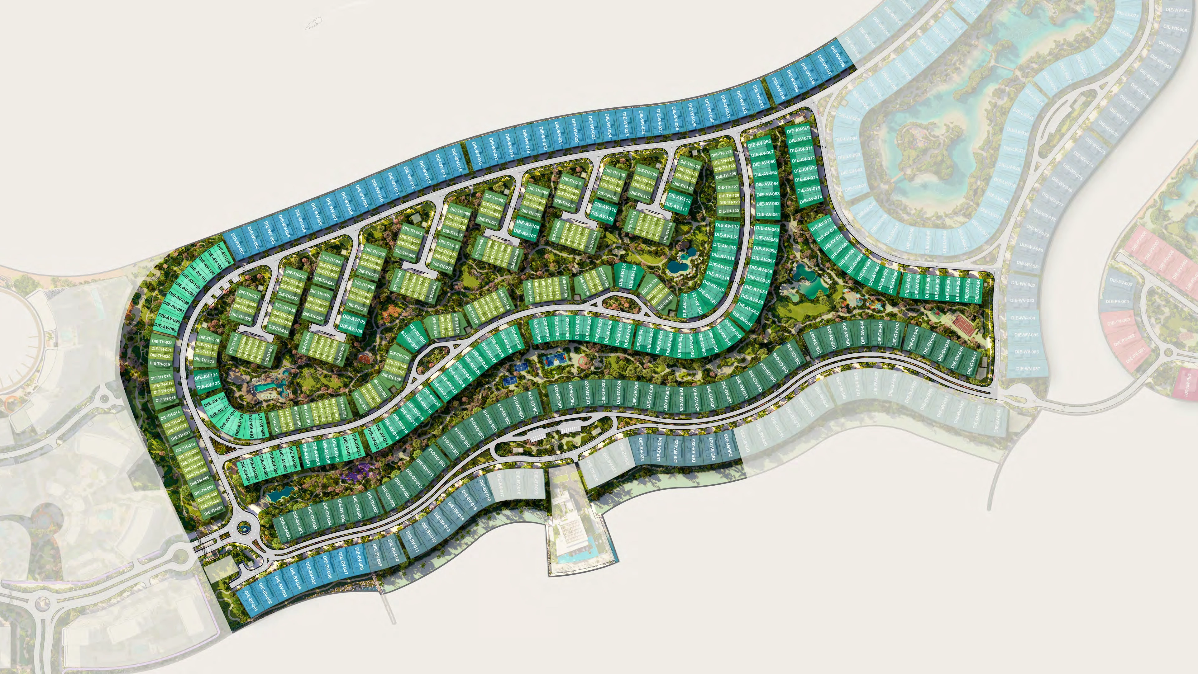 Official Bay Estate release plan identifying the residential plots and home clusters