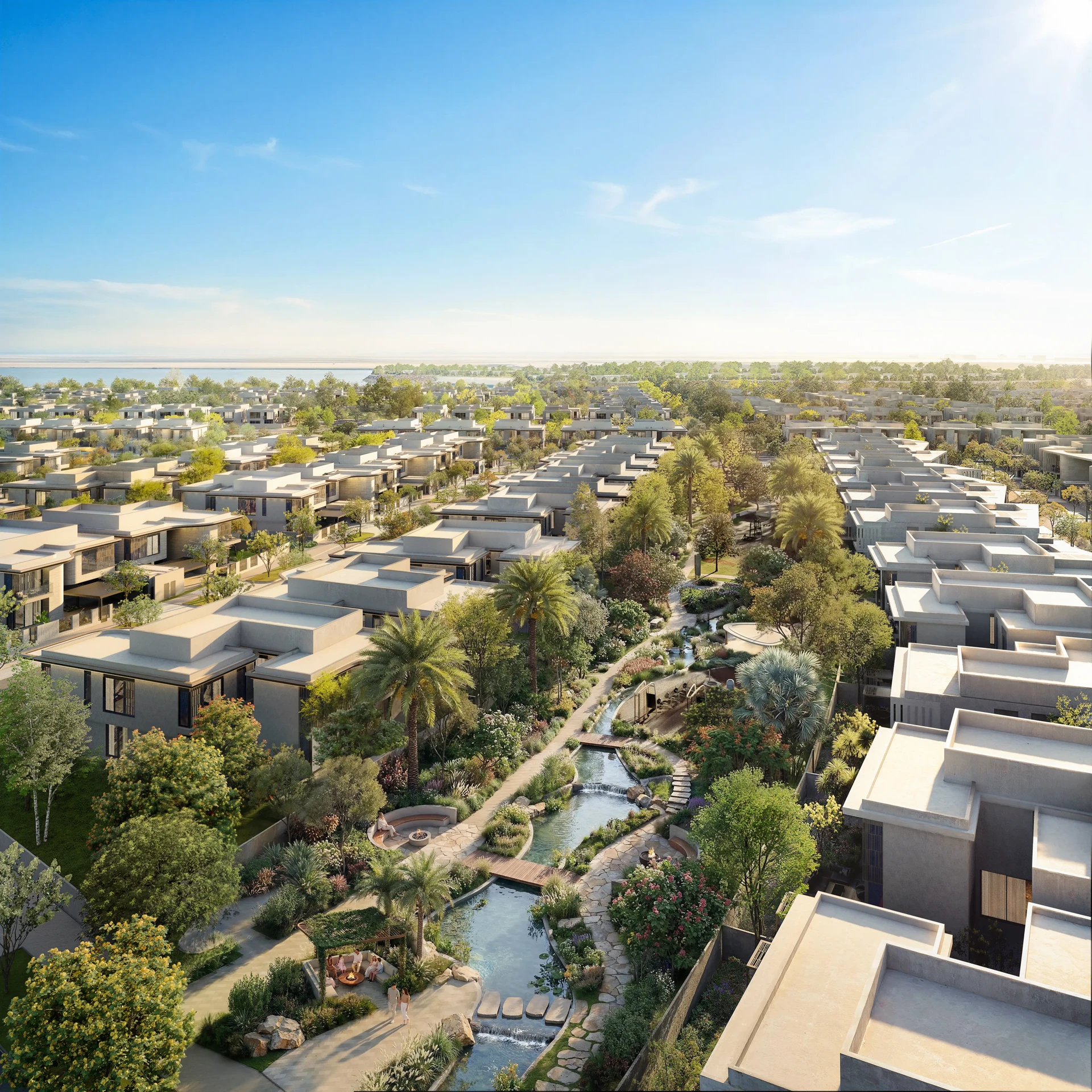 Aldar visualisation of Talay villas and their landscaped residential setting